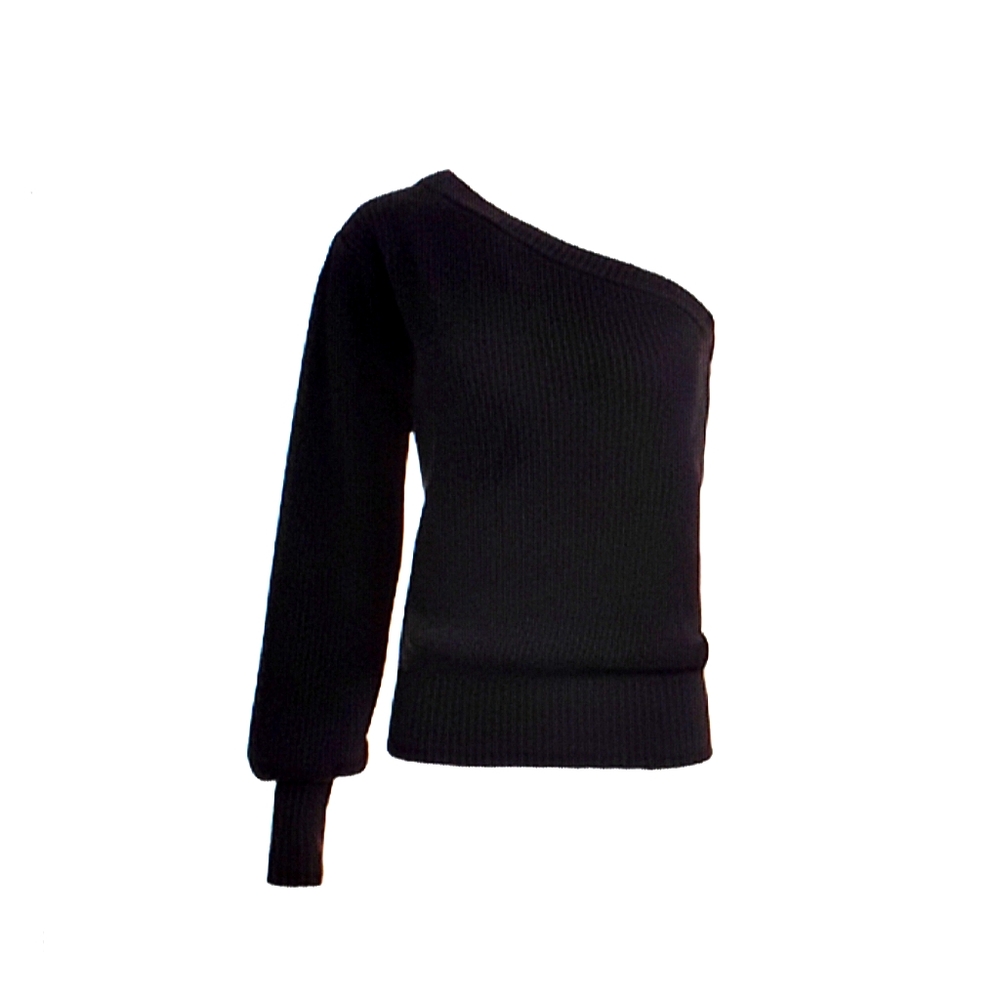 Asymmetric Brown Cashmere One Sleeve Sweater